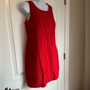 Red Lace Floral Banana Republic Dress
